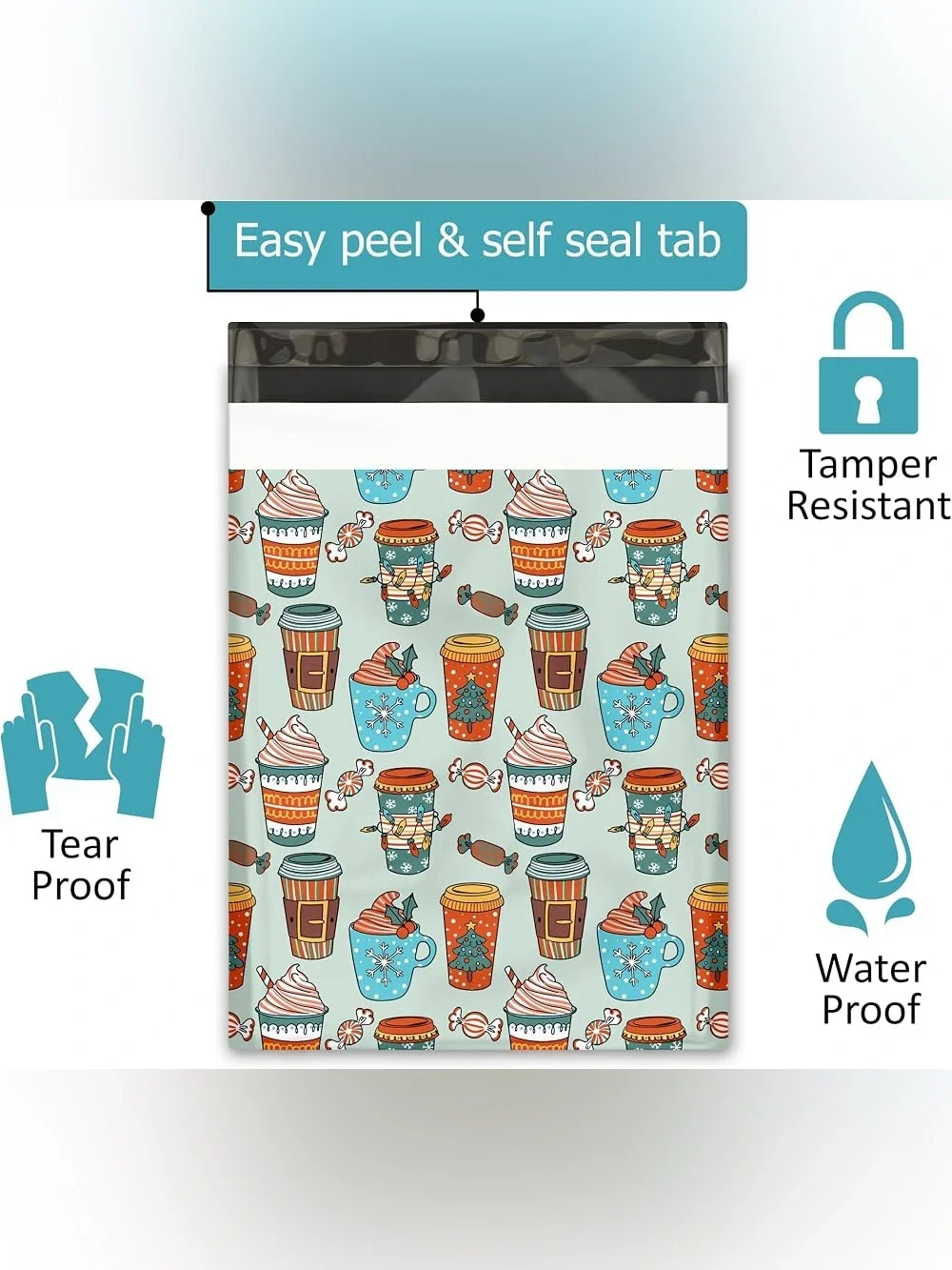 🎁Free Ship! POLYMAILERS • 10x13 Inch • 15 Pcs • CHRISTMAS COFFEES • NEW